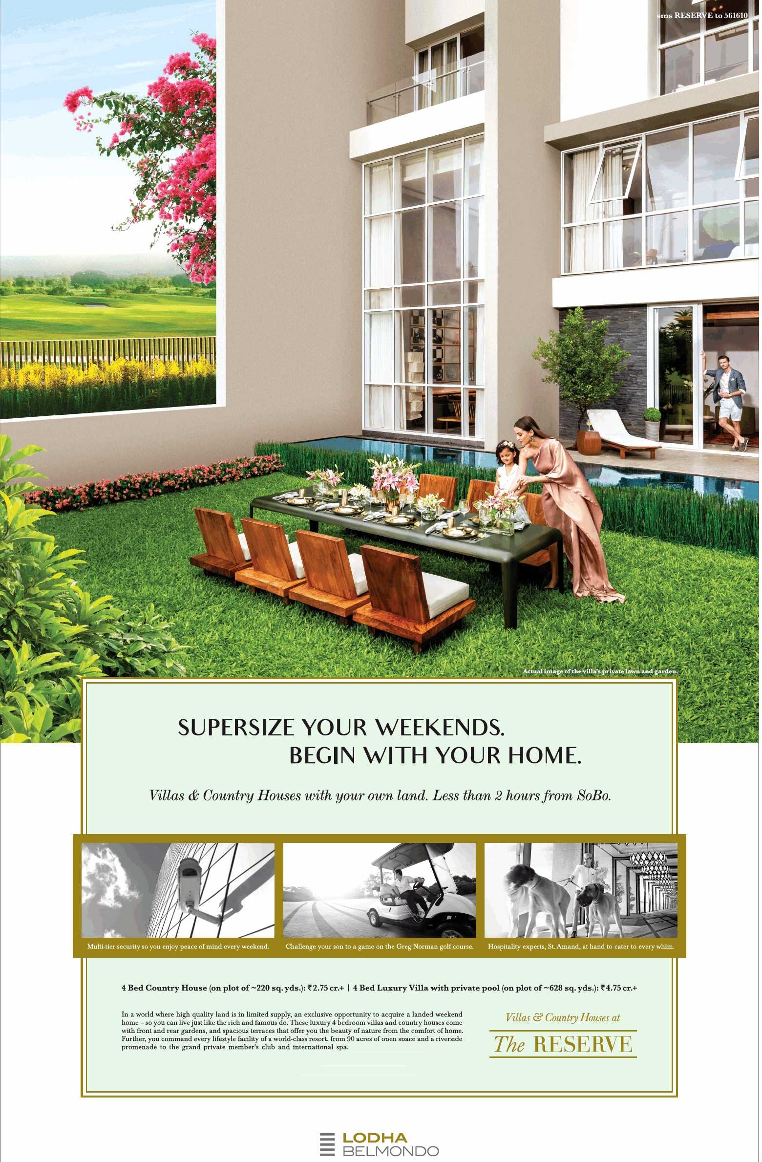 Book villa & country house with your own land at Lodha Belmondo in Pune Update